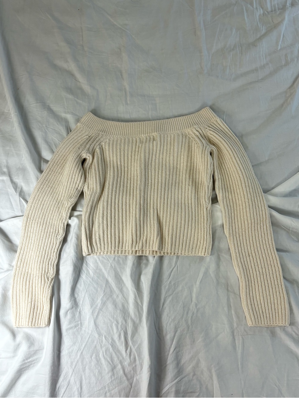H&M Cream Off-the-Shoulder Ribbed Sweater - Picture 3 of 3